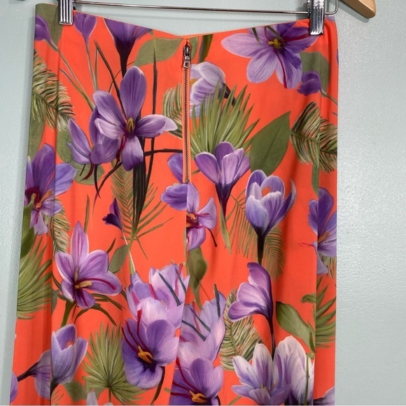Alice & Olivia Athena Floral Pant Orange Purple Tropical Sz 8 Wide Leg High Rise - Picture 5 of 8